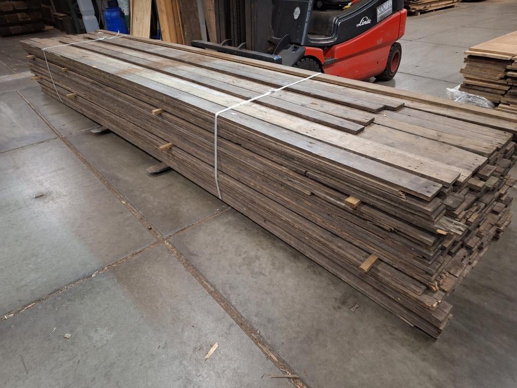 Oude sloophout  planken  wandbekleding  lambrisering, Gebruikt, Minder dan 25 mm, Eiken, Ophalen of Verzenden