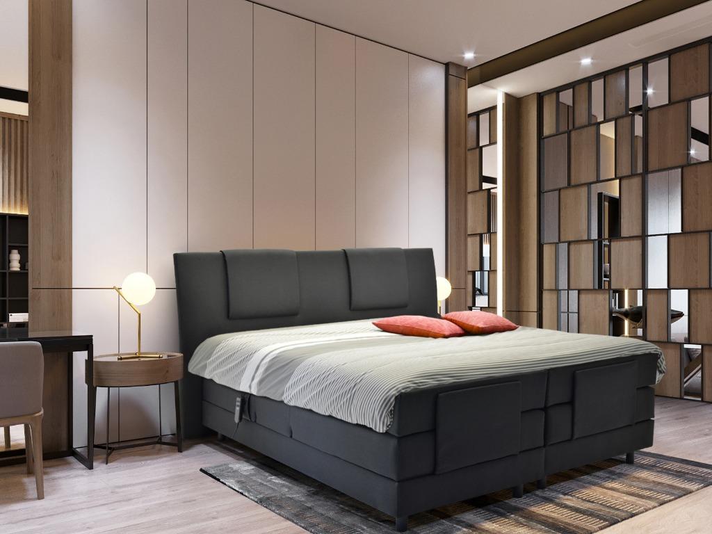 M-RAY Luxe Elektrische Boxspring nu voor €2295,-, Ophalen, Zwart, 200 cm, 160 cm