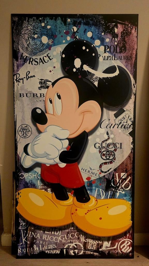 Mickey Mouse Dibond Schilderij - Luxe Merken, Antiek en Kunst, Kunst | Schilderijen | Klassiek, Ophalen of Verzenden