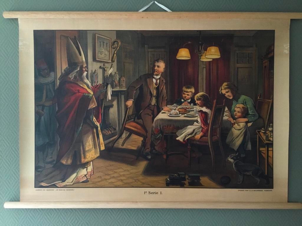 Schoolplaat poster “ Sinterklaas bezoek “, Ophalen, Nieuw, A1 t/m A3