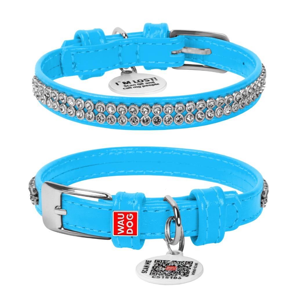 WAUDOG Glamour Halsband Leder Blauw XXS Nek 18-21 cm KOOPJE!, Dieren en Toebehoren, Ophalen of Verzenden, Handgemaakt, Nieuw