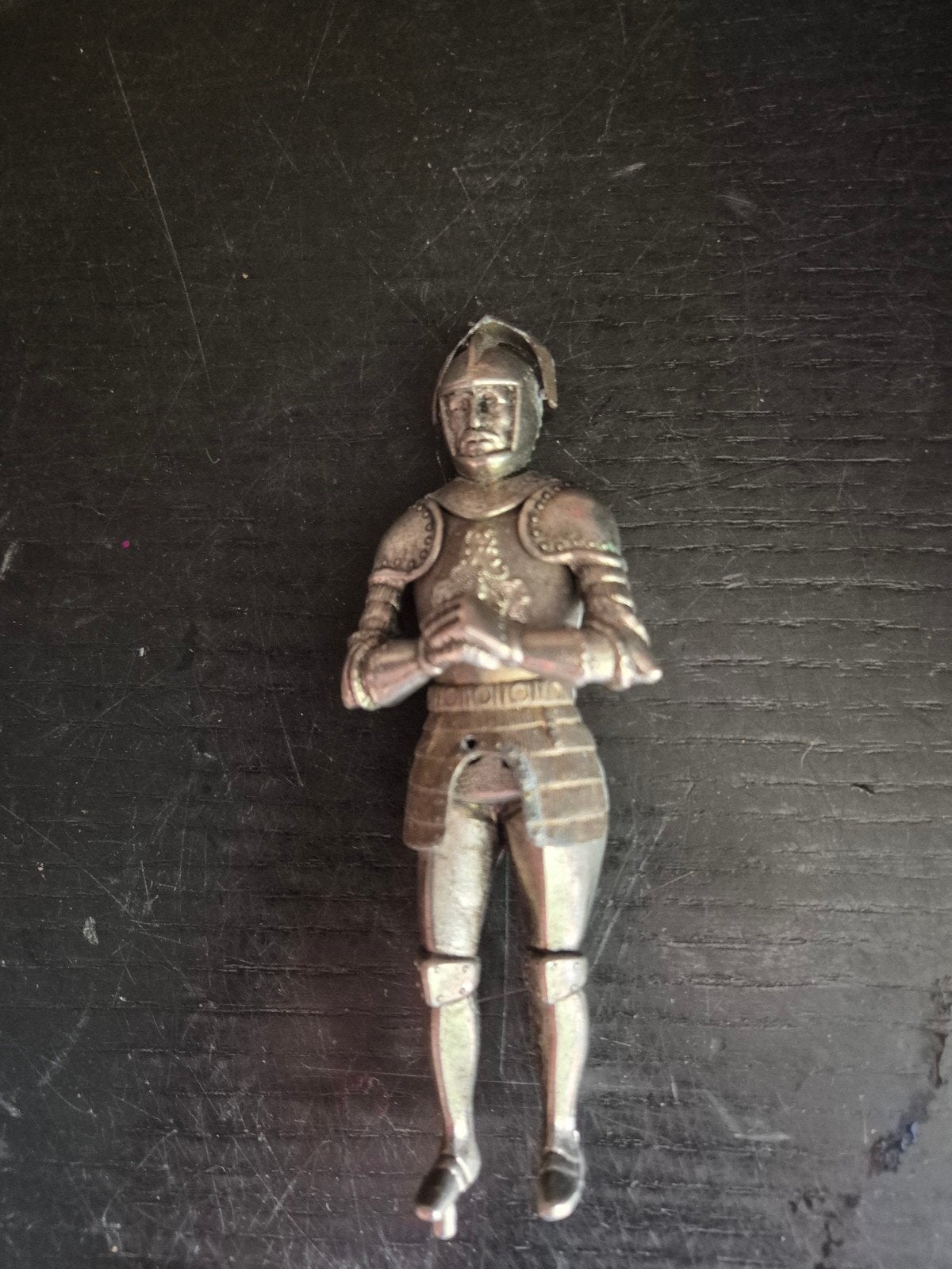 Vintage metalen ridderbeeldje - decoratief item, Verzamelen, Ophalen of Verzenden, Gebruikt