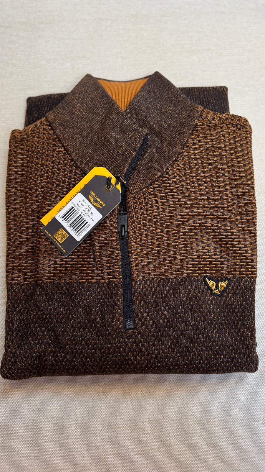 PME Legend with Katoenen Half Zip Pullover XXL, Bruin, ., Nieuw, Overige maten