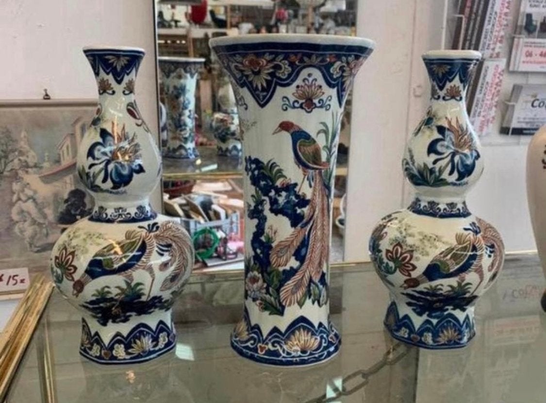 Vaas kaststel Boch Vieux Rhodes plateel vazen mooi decor, Antiek en Kunst, Ophalen of Verzenden