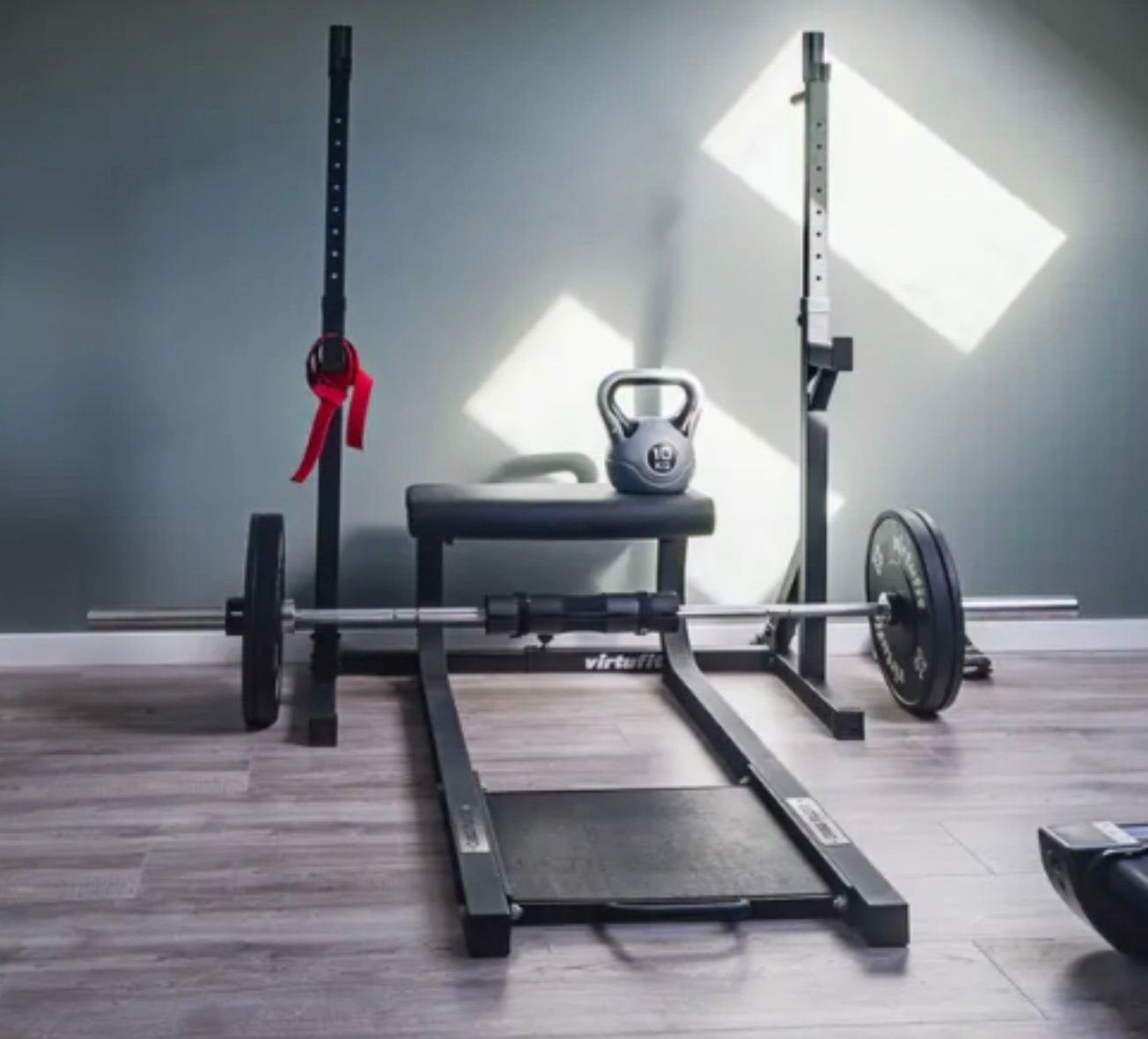 Crossbankje Crossmax met VirtuFit gewichten en halterset, Ophalen, Gebruikt, Armen, Fitnessbank