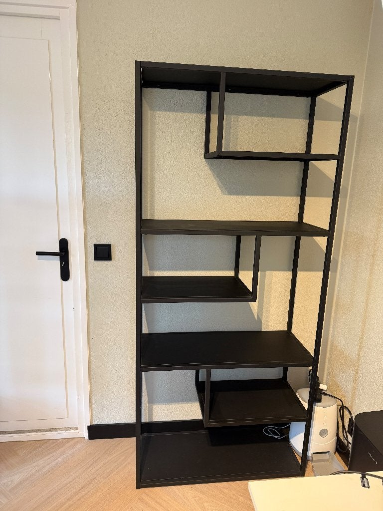 Zwarte metalen vakkenkast 35x85x188cm, Ophalen, Met plank(en), Gebruikt, Minder dan 150 cm
