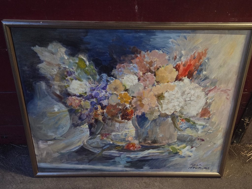 Bloemstilleven, Ophalen, Textiel, Handgeschilderd, Bloemen