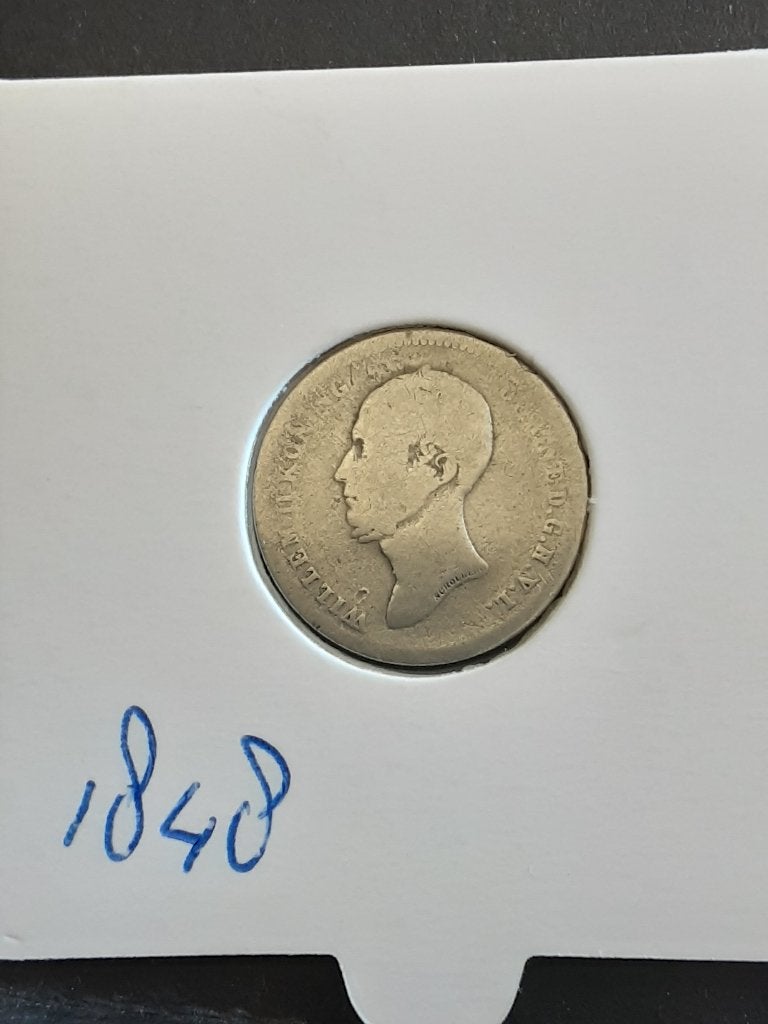 25 cent 1848 Koning Willem II, Verzenden, Zilver, 25 cent, Losse munt