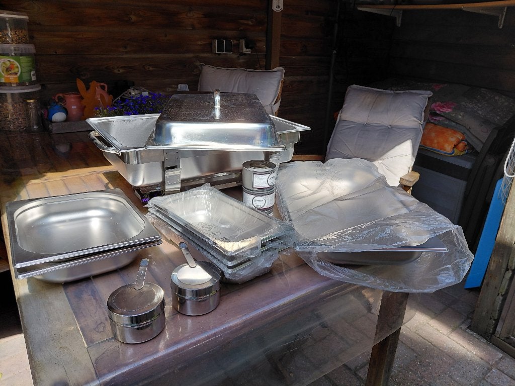 chafing disch nieuw + brandpasta, Overige typen, Ophalen, Nieuw, Zilver