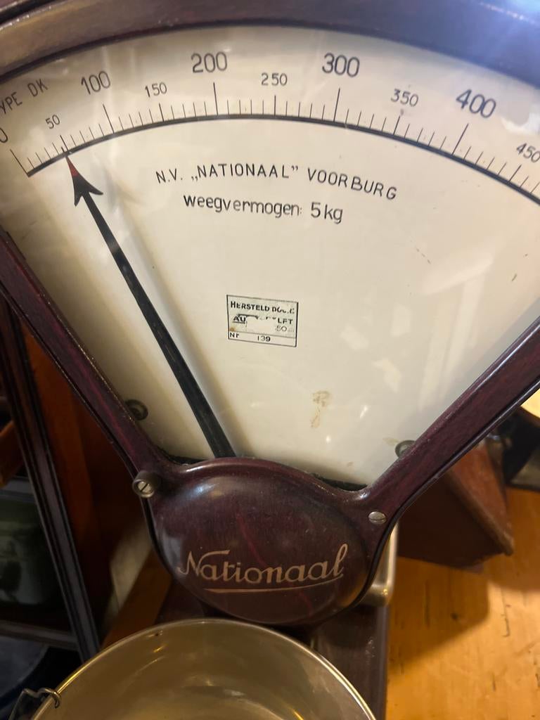 Antieke Winkelweegschaal Nationaal Voorburg - 5 kg, Ophalen, Gebruikt, Overige typen, Nationaal