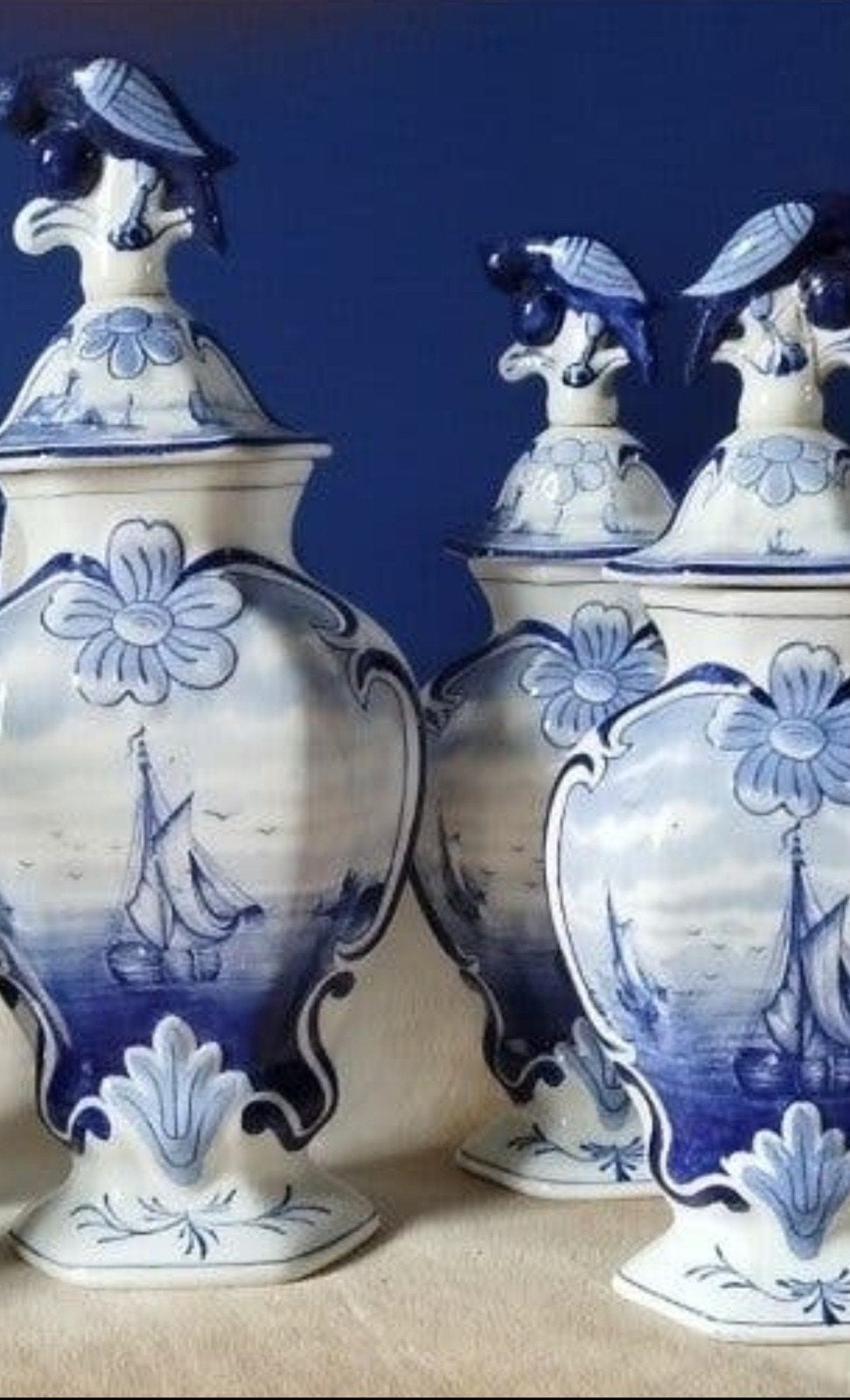 5 Delfts blauwe antieke aardewerk vazen, Antiek en Kunst, Antiek | Vazen, Ophalen of Verzenden