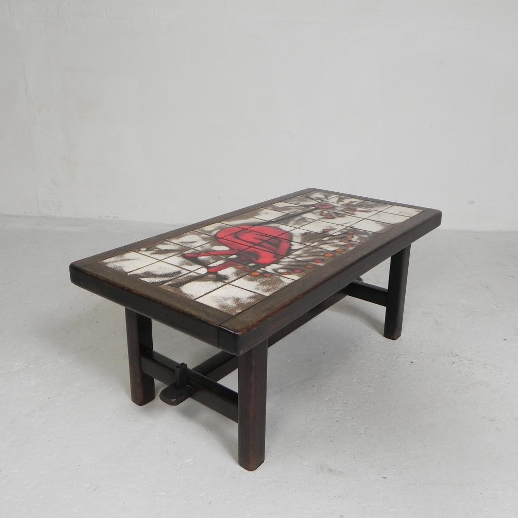 Vallauris tegeltafel, gesigneerd ''dan'', vogel, jaren 60, Ophalen of Verzenden