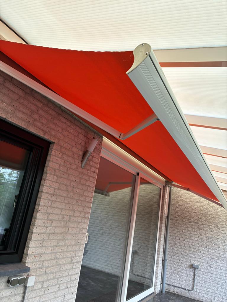 Elektrisch zonnescherm - Knikarmscherm, Tuin en Terras, Zonneschermen, Ophalen, Gebruikt, 450 cm of meer, Elektrisch