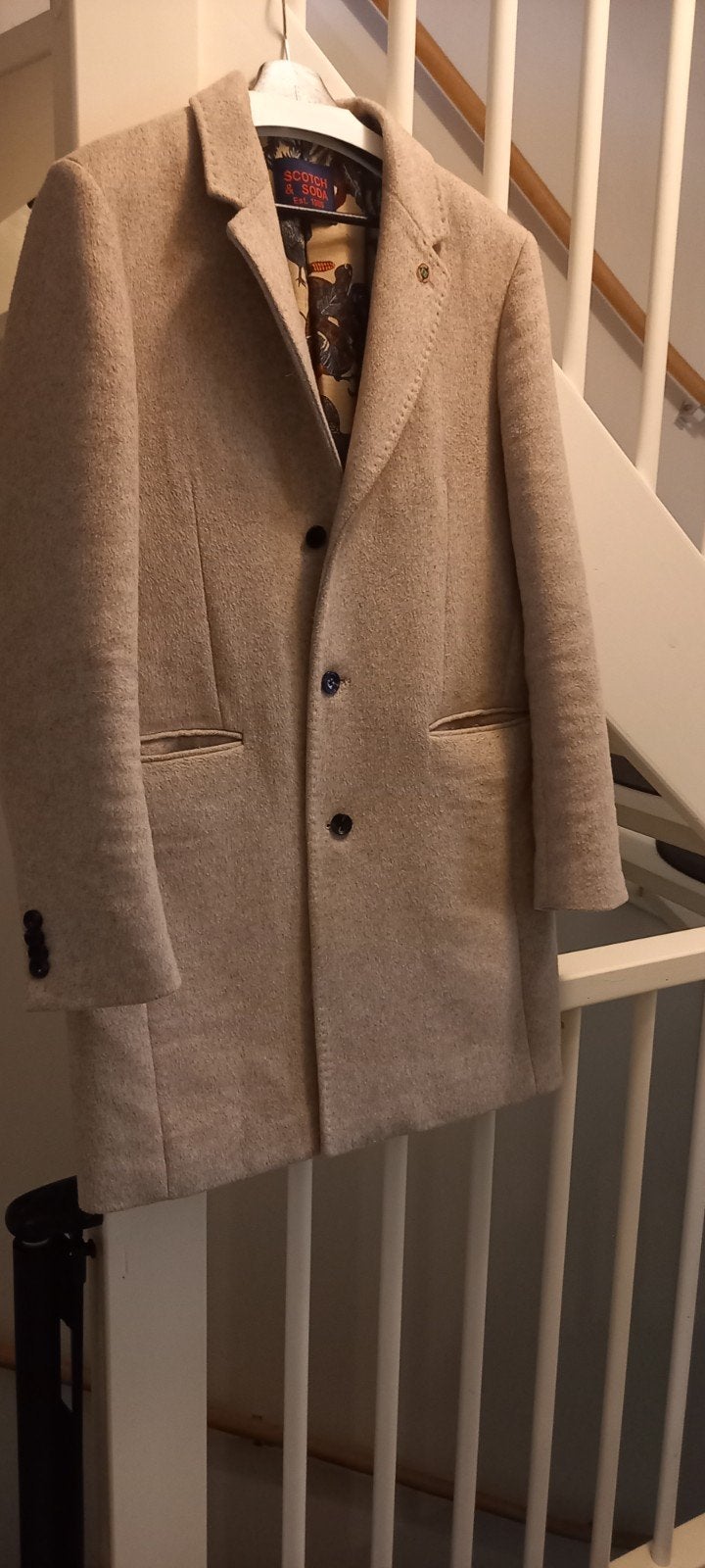 Scotch & Soda Wollen Jas Maat XL - Zo goed als nieuw, Beige, Maat 56/58 (XL), Ophalen of Verzenden, Zo goed als nieuw