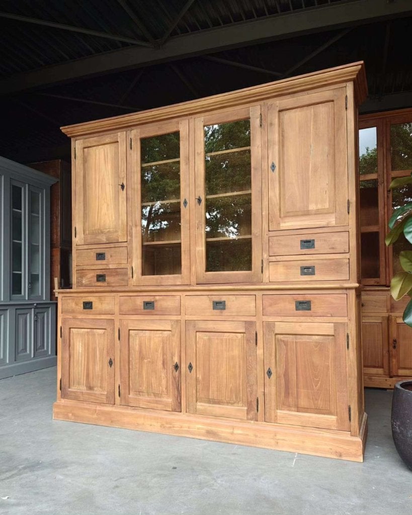 Grote teakhouten buffetkast | Voorraadkast | Kwaliteit #8819, Huis en Inrichting, Gebruikt, -, 200 cm of meer, -
