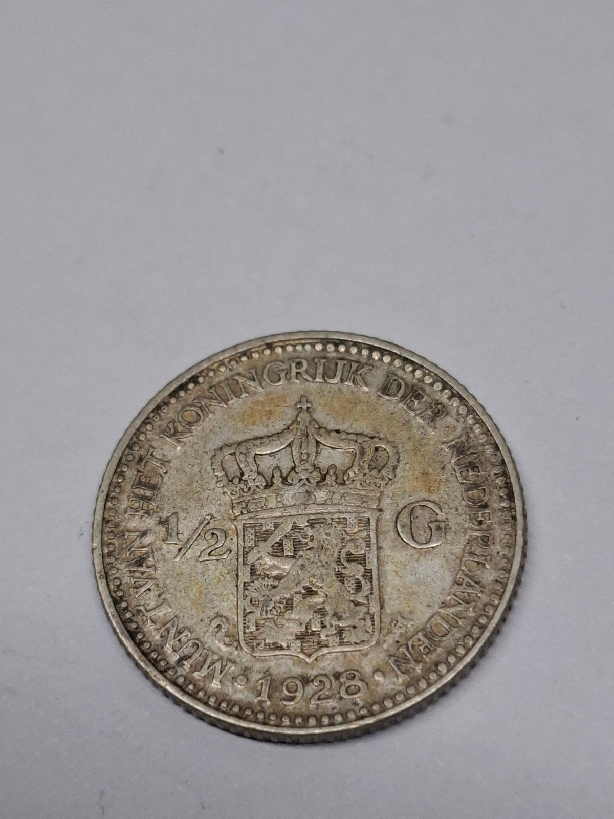 Zilveren halve gulden Koningin Wilhelmina 1928, Postzegels en Munten, ½ gulden, Zilver, Ophalen of Verzenden, Koningin Wilhelmina