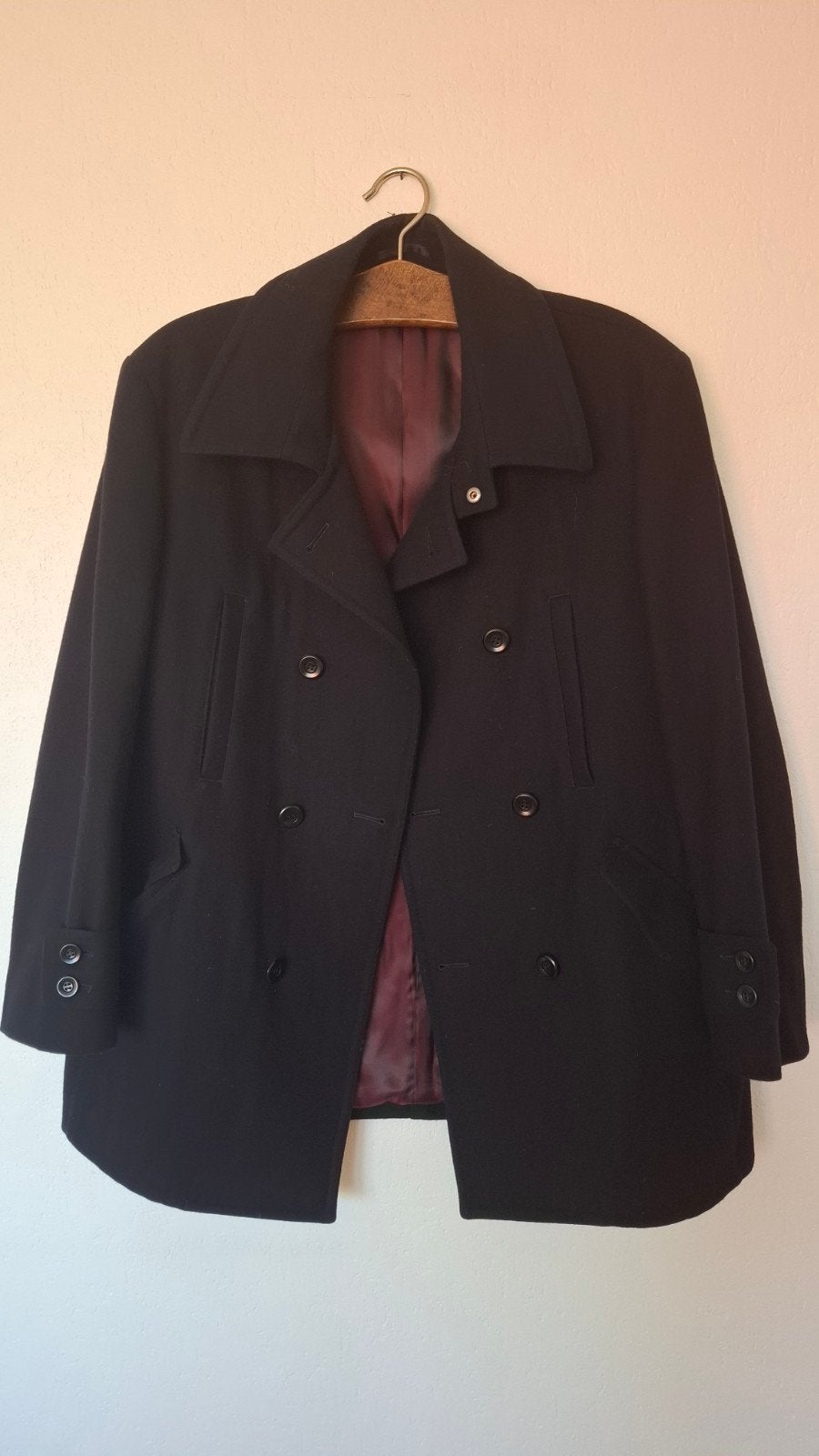 Stijlvolle Zwarte Peacoat voor Heren - Maat L, Kleding | Heren, Jassen | Winter, Ophalen, Maat 52/54 (L), Onbekend, Zwart