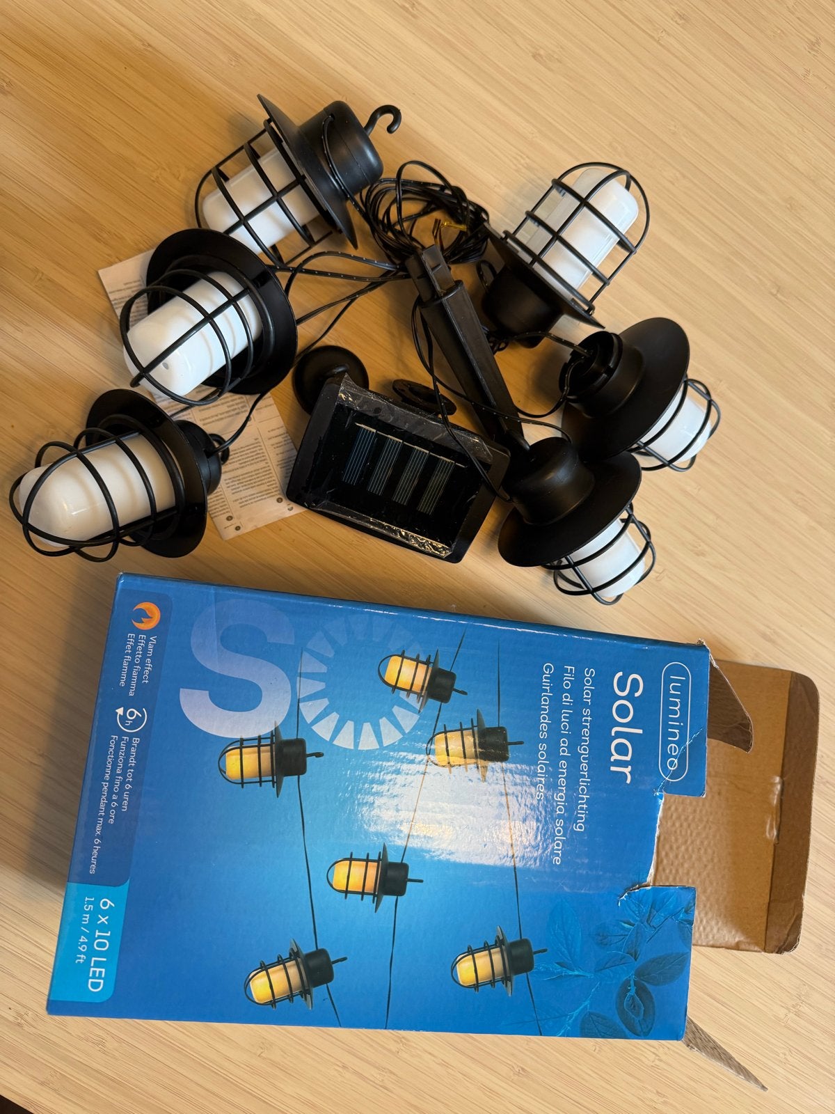Lumineo Solar Lichtslinger met Vlam Effect - 6x10 LED, Zonne-energie, Kunststof, Minder dan 50 watt, Overige typen