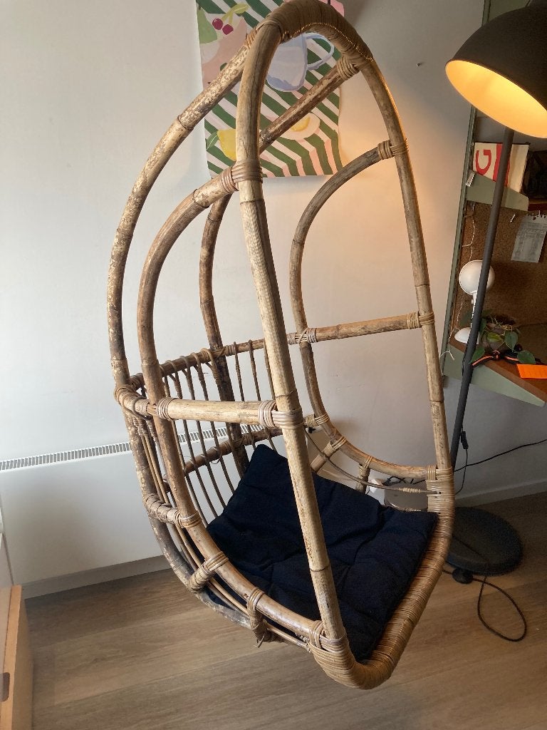 Hangstoel van bamboe, Huis en Inrichting, Stoelen, Ophalen, Gebruikt, Bruin, Vintage