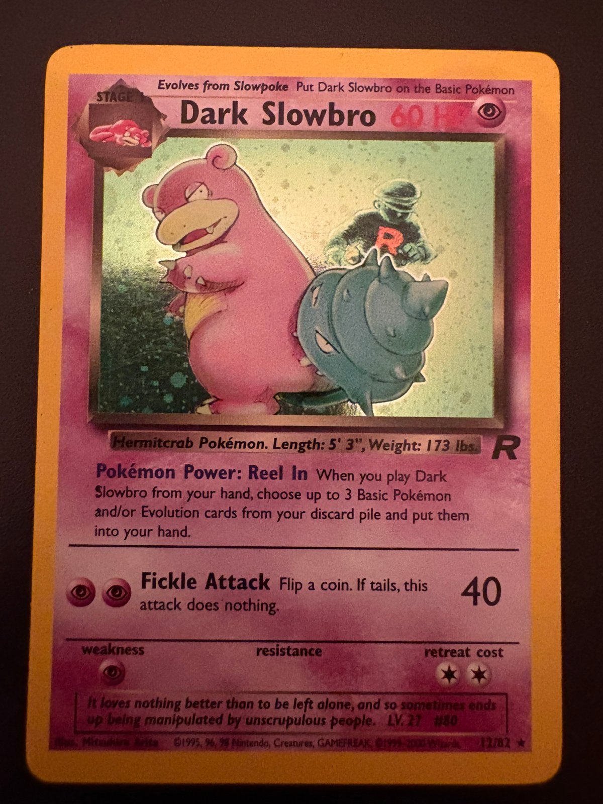 Dark Slowbro #12 Pokemon Team Rocket  EX, Hobby en Vrije tijd, Verzamelkaartspellen | Pokémon, Ophalen of Verzenden, Zo goed als nieuw