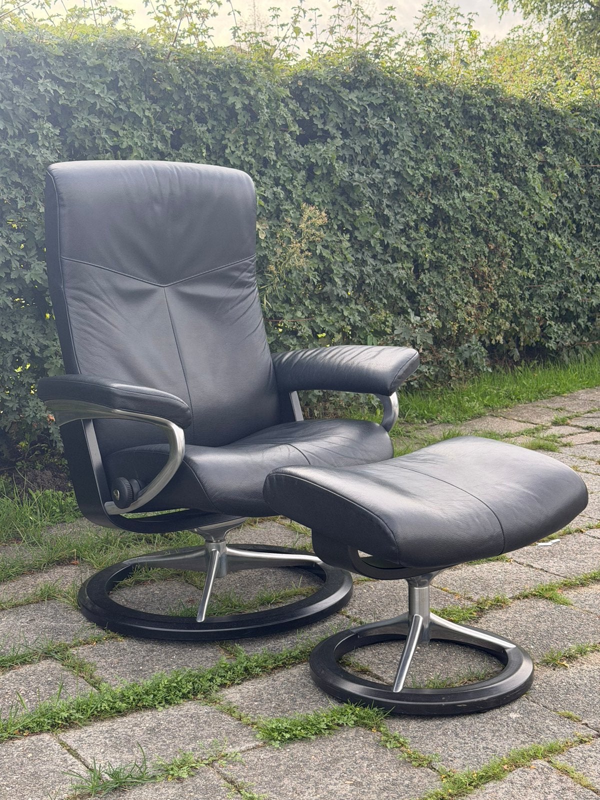 Stressless relax fauteuil met voetenbank, Ophalen of Verzenden, Zo goed als nieuw, Minder dan 75 cm, 50 tot 75 cm