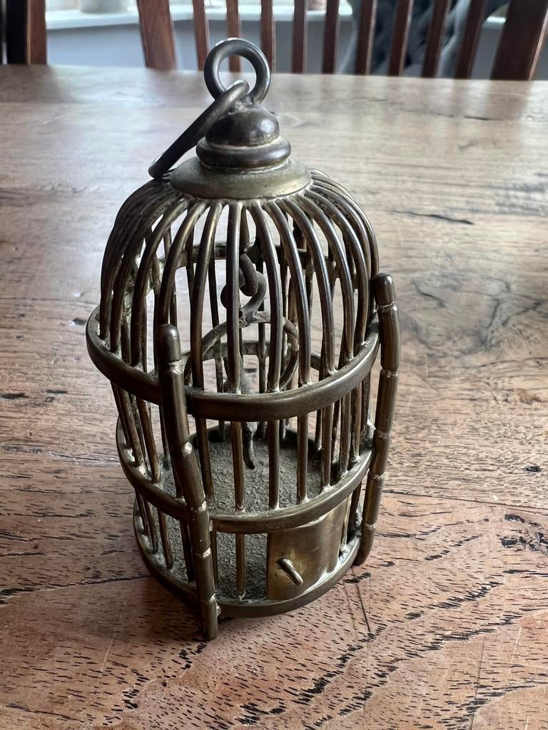 Antiek Messing Vogelkooitje. Miniatuur, Ophalen of Verzenden