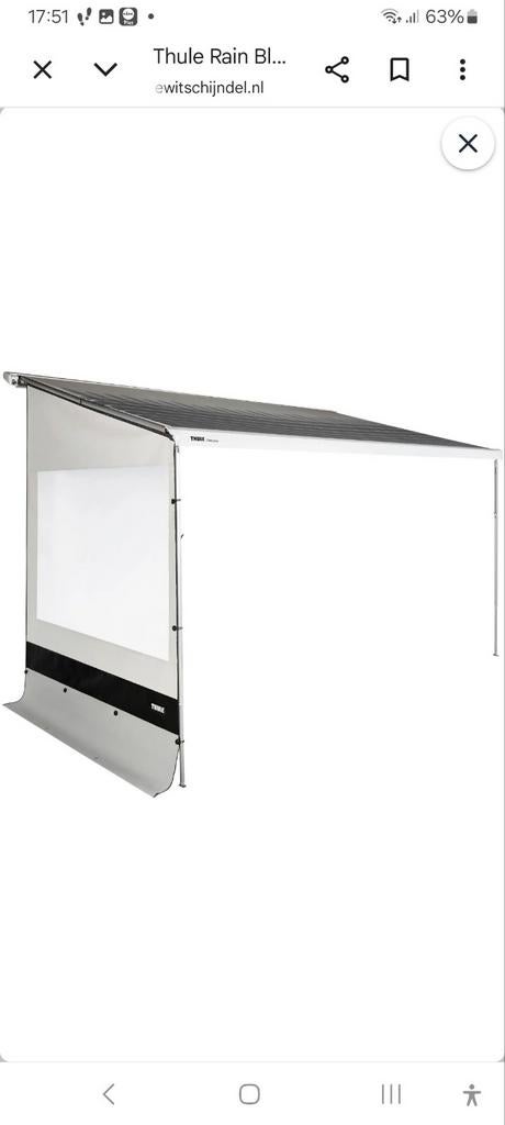 Te koop gevraagd thule zijwand rainblocker maat L  250 diep, Caravans en Kamperen, Caravan accessoires, Ophalen of Verzenden