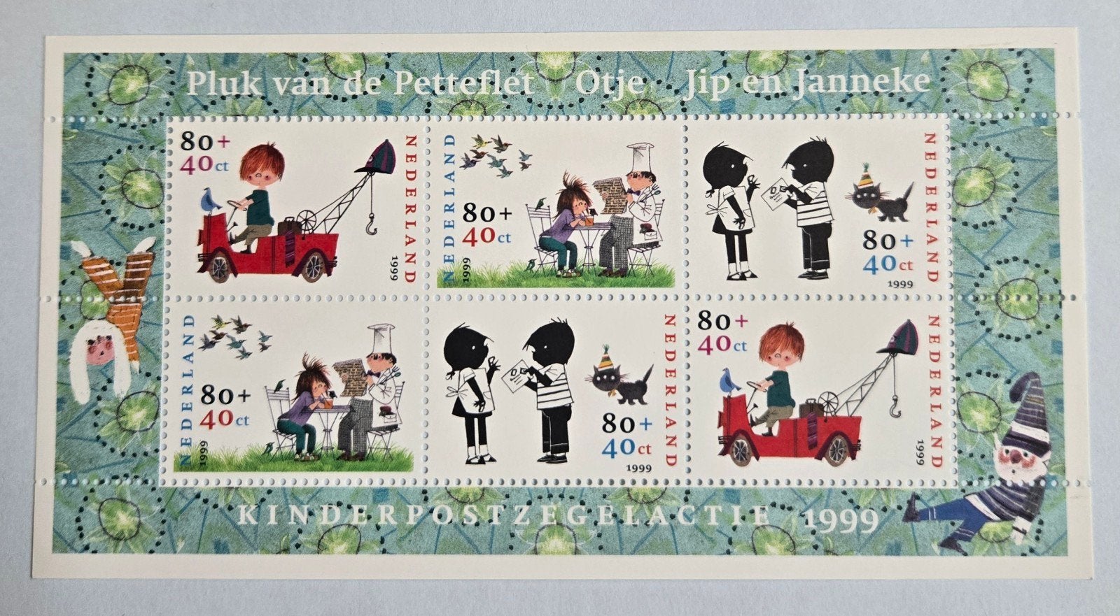 Kinderpostzegels 1999: Pluk, Otje, Jip en Janneke, Ophalen of Verzenden