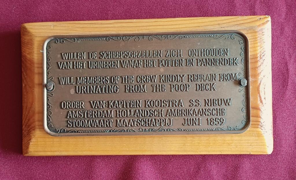oud scheepsbordje met mooie tekst, Antiek en Kunst, Curiosa en Brocante, Ophalen of Verzenden