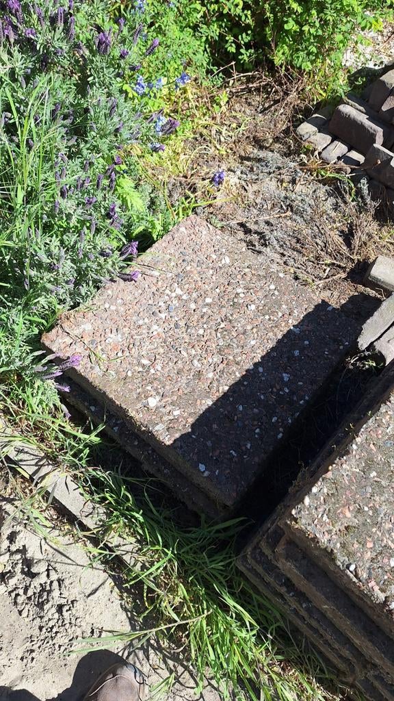 Grindtegels 50x50 6 stuks, Ophalen, Gebruikt, Beton, Terrastegels