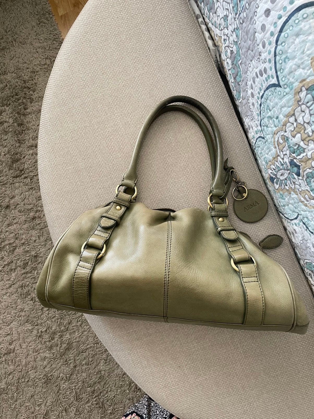 Leren tas €39,50, Sieraden, Tassen en Uiterlijk, Tassen | Damestassen, Ophalen of Verzenden, Zo goed als nieuw, Groen