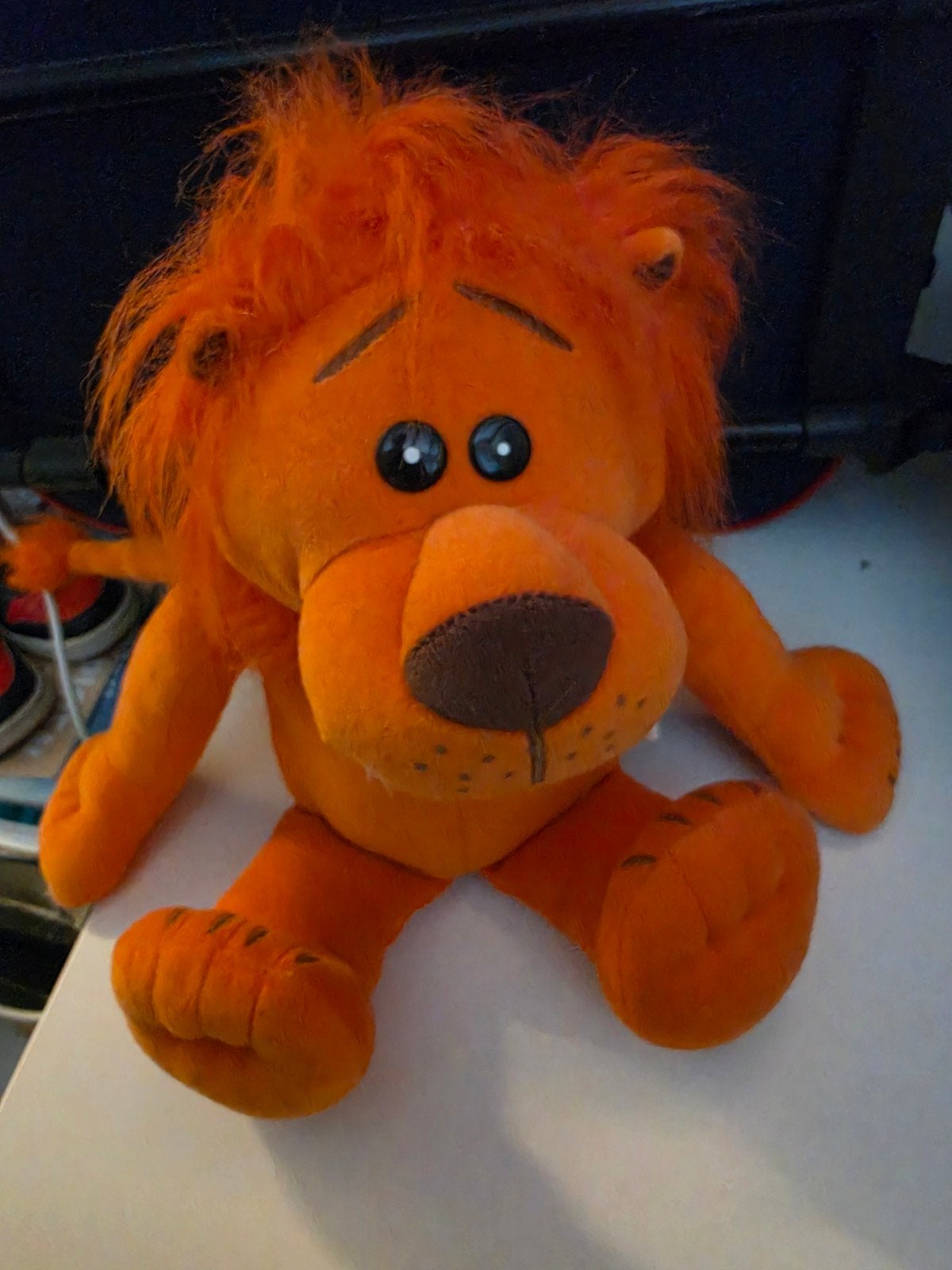 Leuke oranje leeuw knuffel - spaarpot, Oranje, Ophalen of Verzenden, Zo goed als nieuw, Middelgroot (20 tot 80 cm)