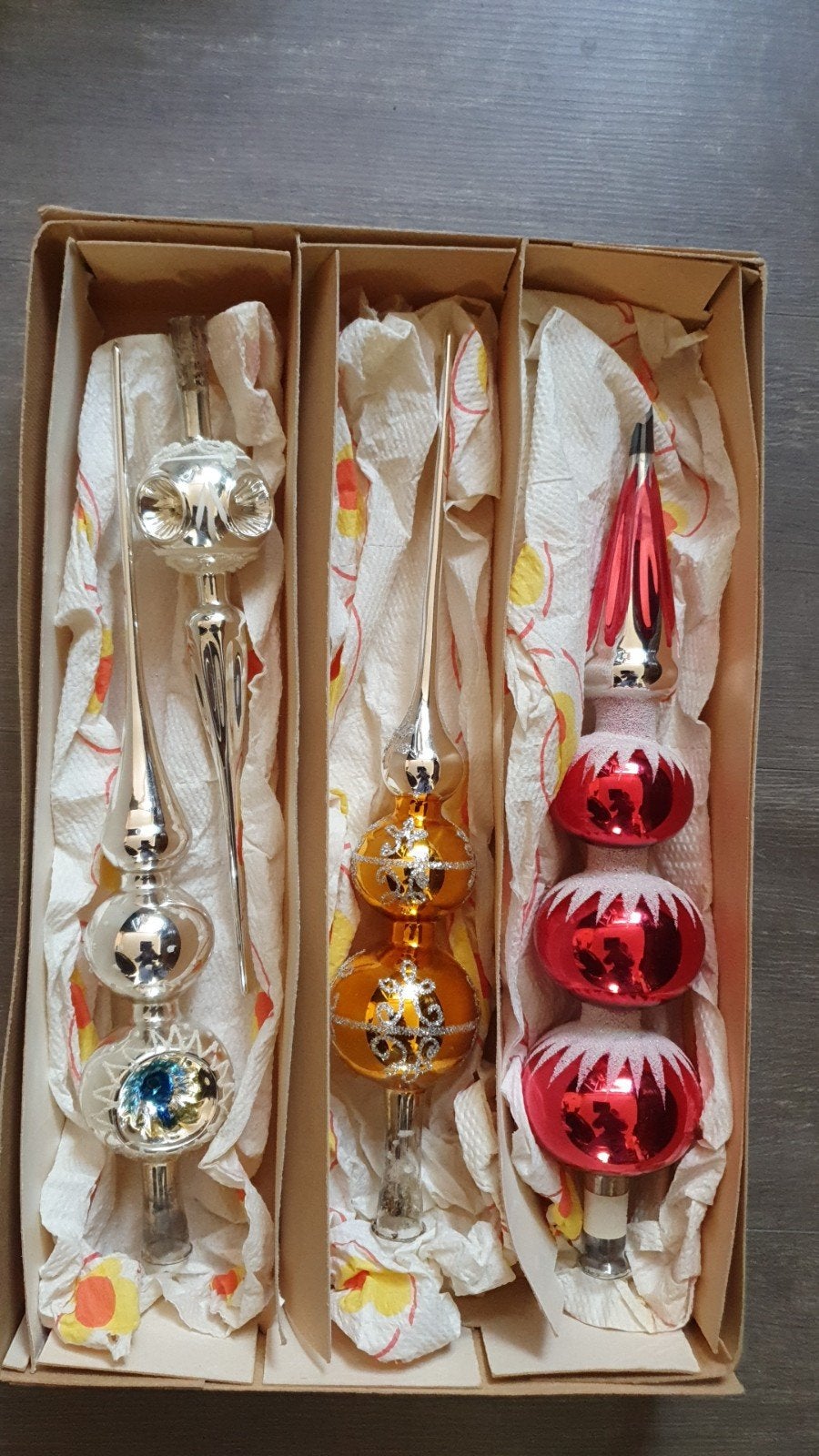4 vintage glazen kerstpieken, Diversen, Ophalen of Verzenden, Zo goed als nieuw
