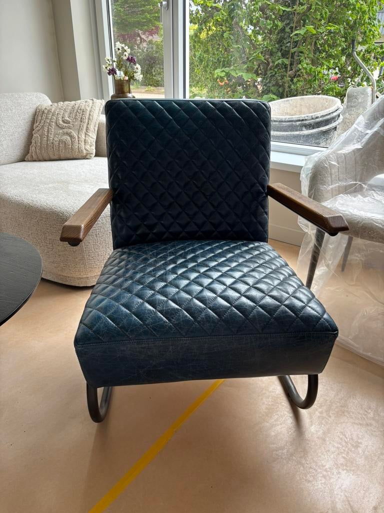 Leren fauteuil, Ophalen, Zo goed als nieuw, 75 tot 100 cm, 50 tot 75 cm