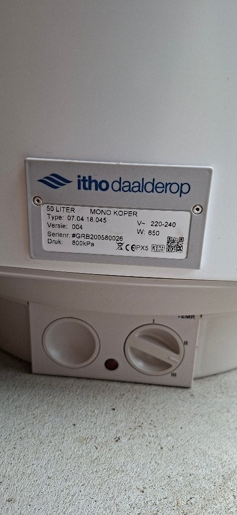 GERESERVEERD boiler 50 liter Itho Daalderop, 20 tot 100 liter, Ophalen, Gebruikt, Boiler