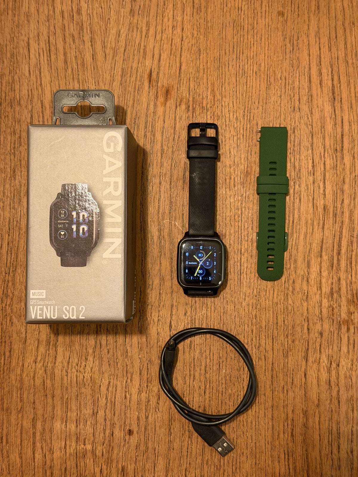Garmin Venu SQ2 Music Smartwatch - Zwart met extra bandje, Sieraden, Tassen en Uiterlijk, Smartwatches, Zwart, Ophalen of Verzenden