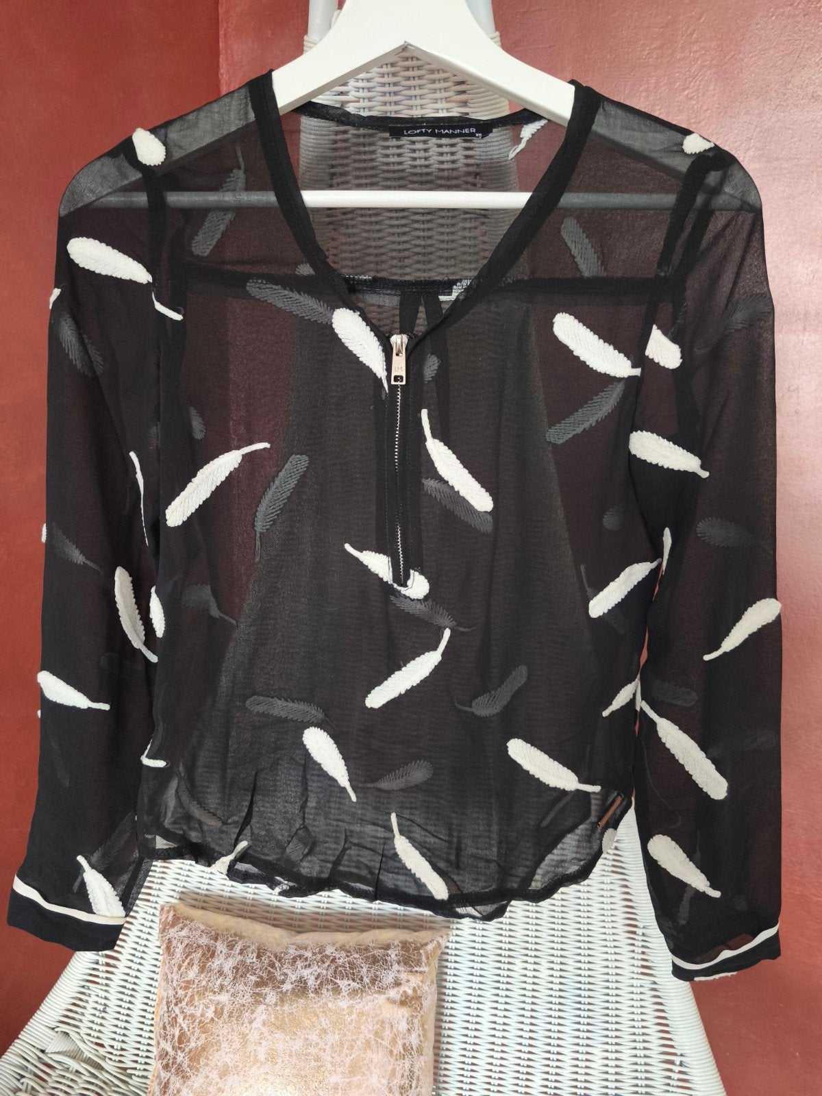 Lofty Manner - Blouse top zwart transparant - mt xs, Verzenden, Maat 34 (XS) of kleiner, Gedragen, Zwart