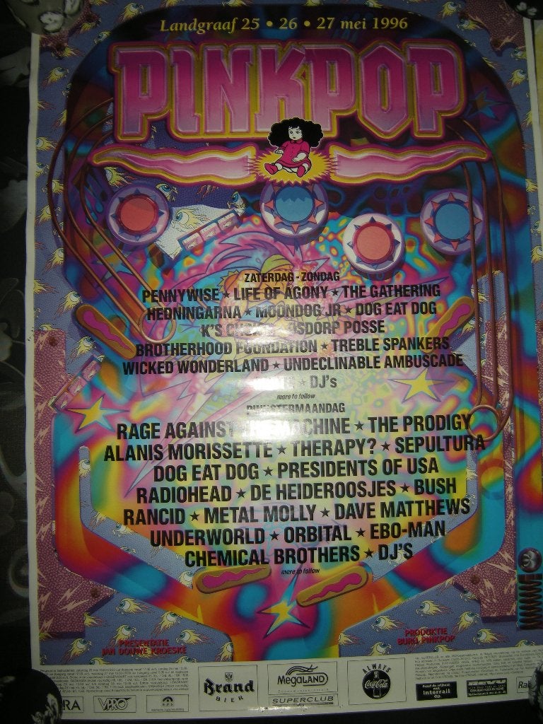 Poster van Pinkpop   1996, Ophalen of Verzenden, Zo goed als nieuw, A1 t/m A3, Film en Tv