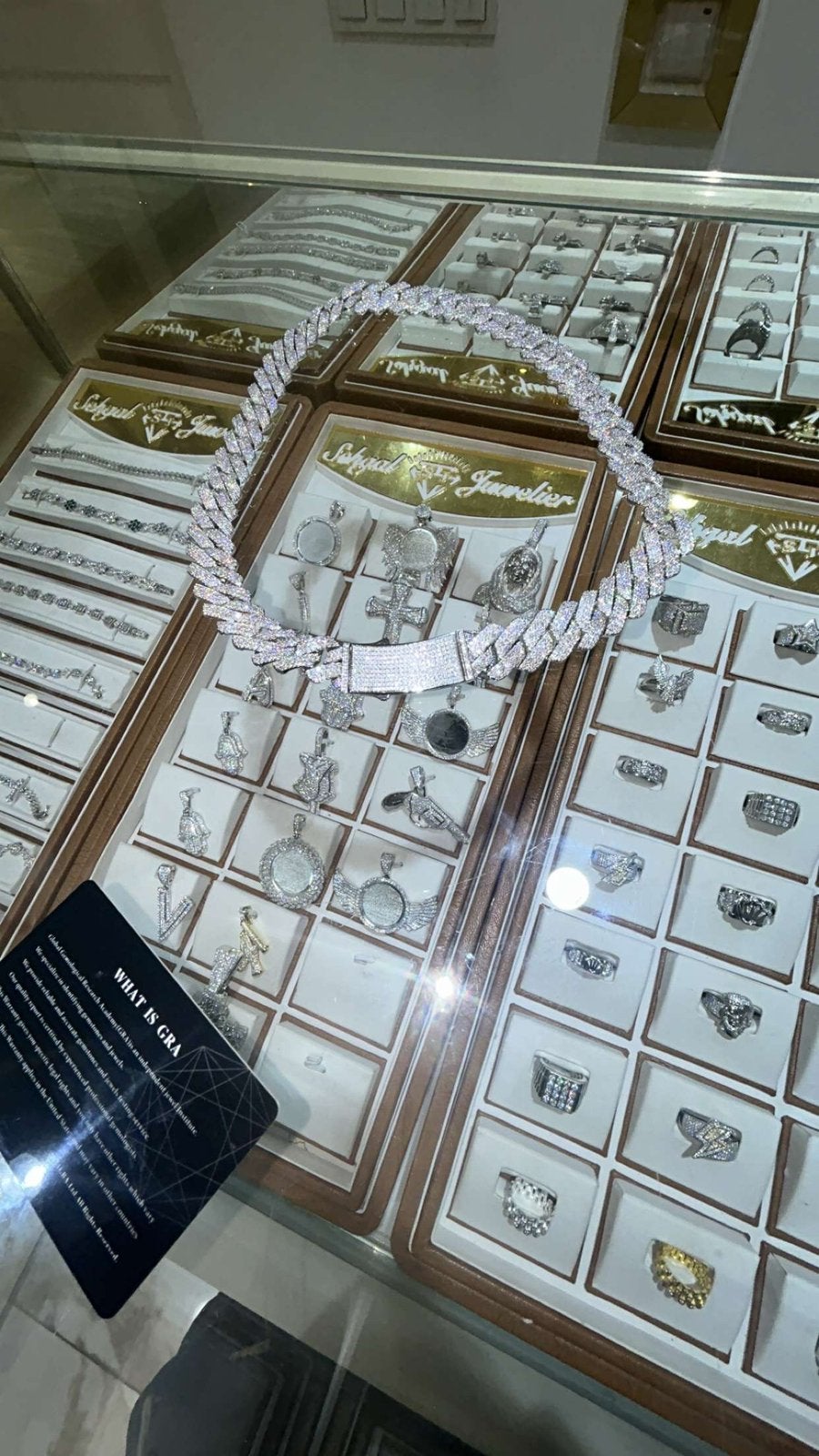 Cuban link chain Moissanite VVS 16 mm 60 cm rhodium plating, Nieuw, Ophalen of Verzenden, Met edelsteen, Zilver