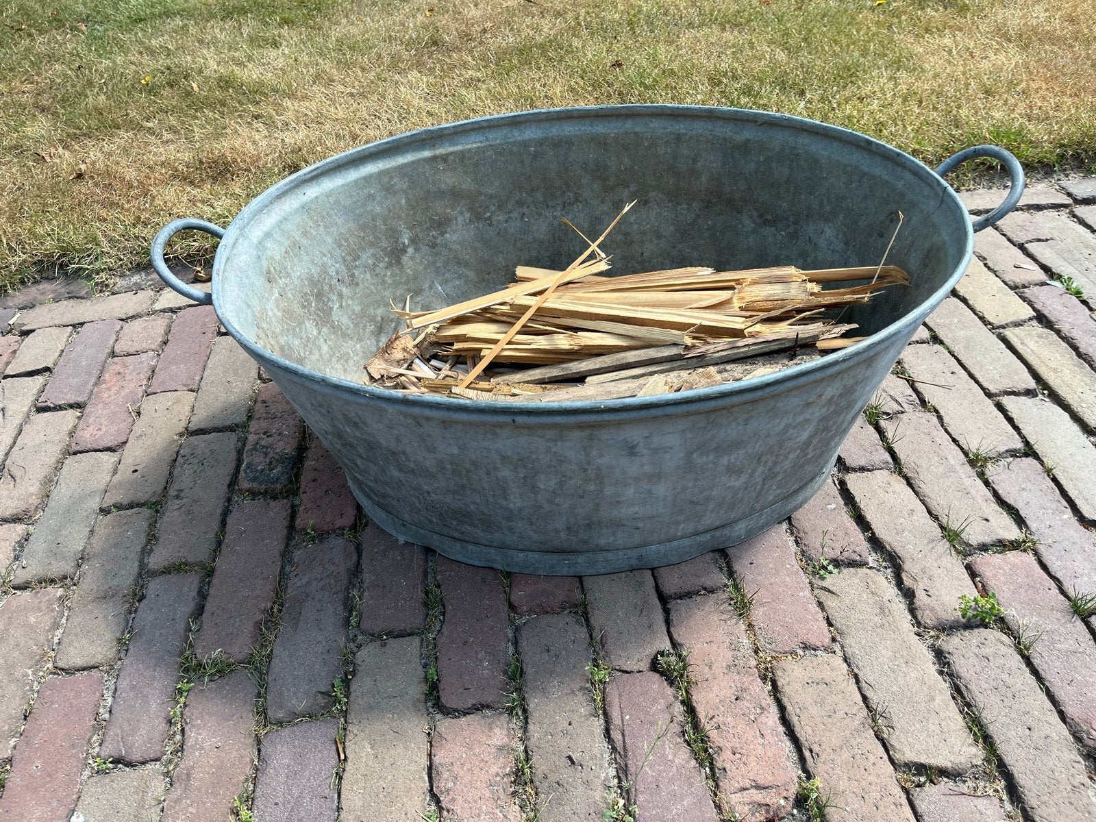 Oude zinken teil - ideaal als vuurkorf of plantenbak, Ophalen, Gebruikt, Vuurkorf