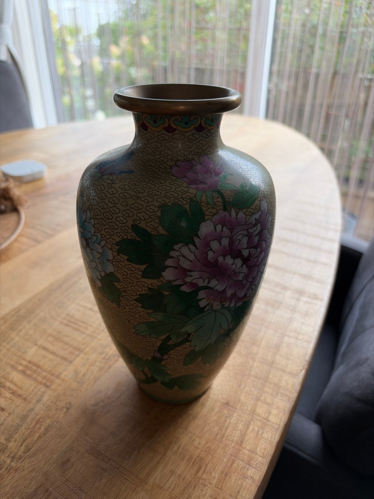 Antieke Chinese Cloisonné Vaas met Bloemenpatroon, Antiek en Kunst, Ophalen of Verzenden
