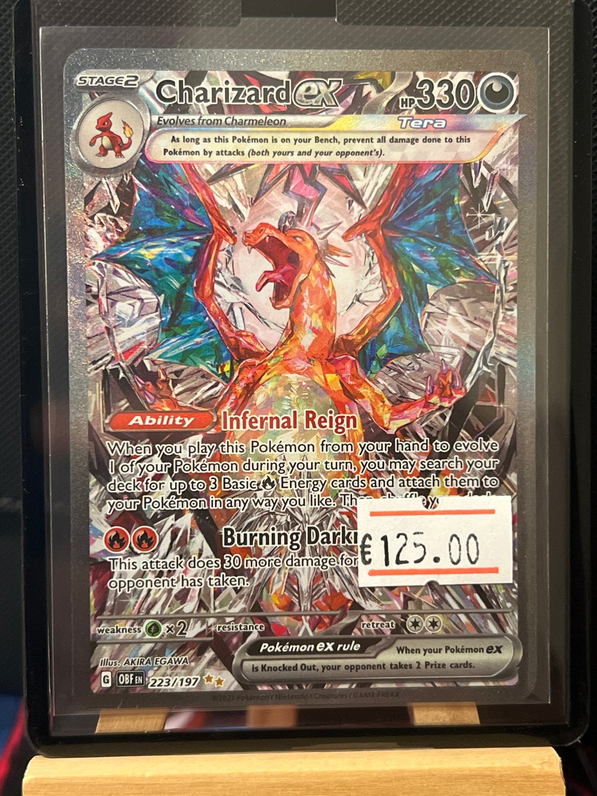 Pokémon Kaart Charizard ex Tera 223/197 Obsidian Flames, Ophalen of Verzenden, Zo goed als nieuw, Losse kaart