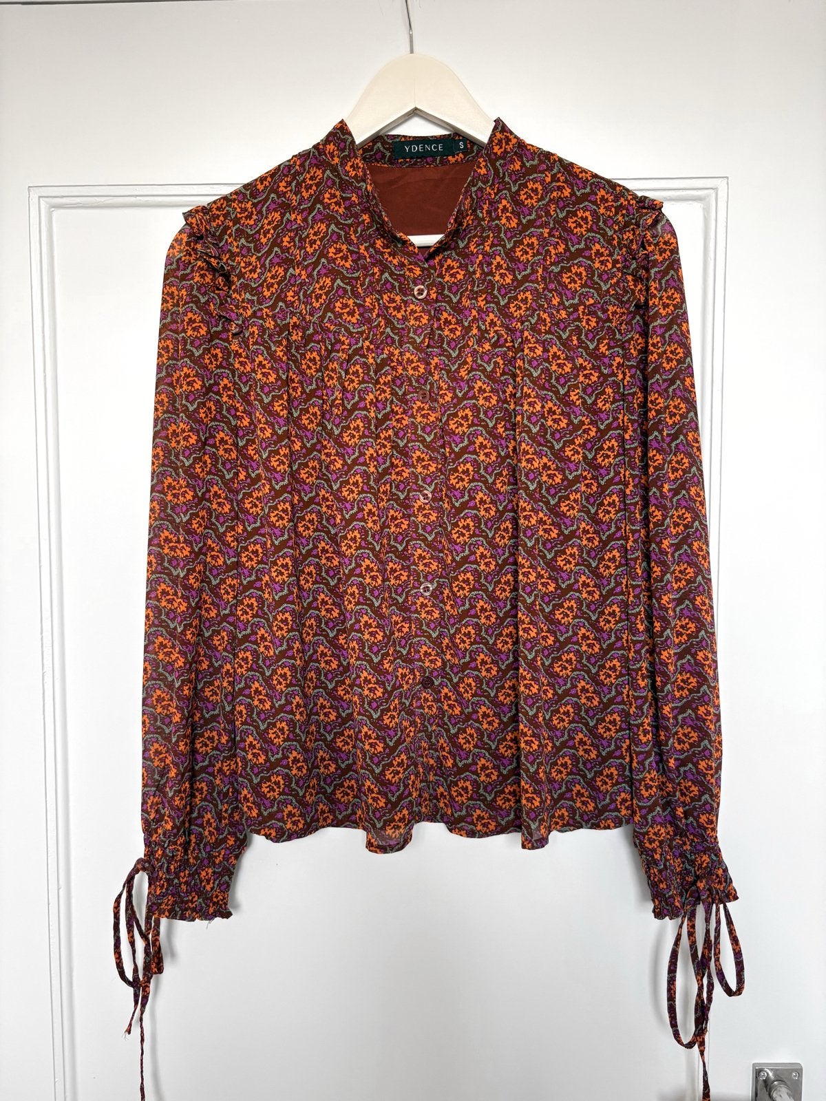 YDENCE Blouse met print en ruches - Maat S, Ophalen of Verzenden, Zo goed als nieuw, Maat 36 (S), Meerkleurig
