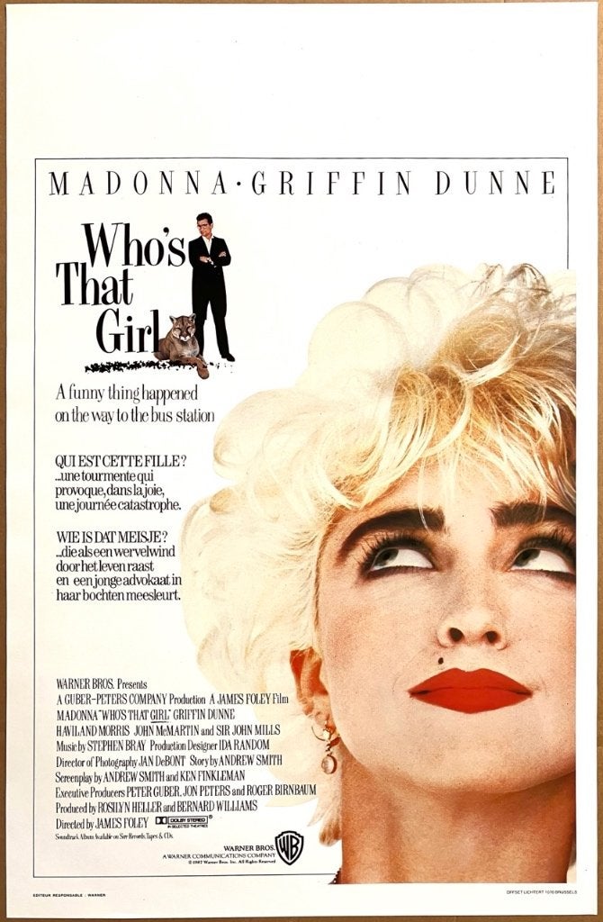 Who's That Girl (1987) - Madonna - Originele filmposter, Verzenden, Zo goed als nieuw, A1 t/m A3, Film en Tv