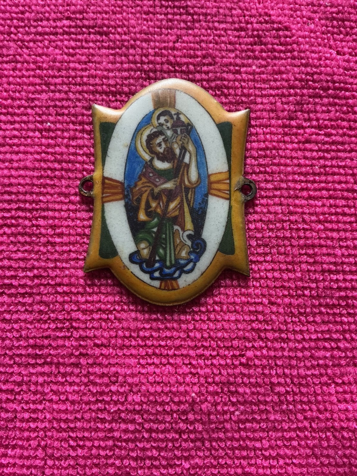 Badge van St. Christoffel, beschermheilige van reizigers, Antiek en Kunst, Antiek | Religie, Ophalen of Verzenden