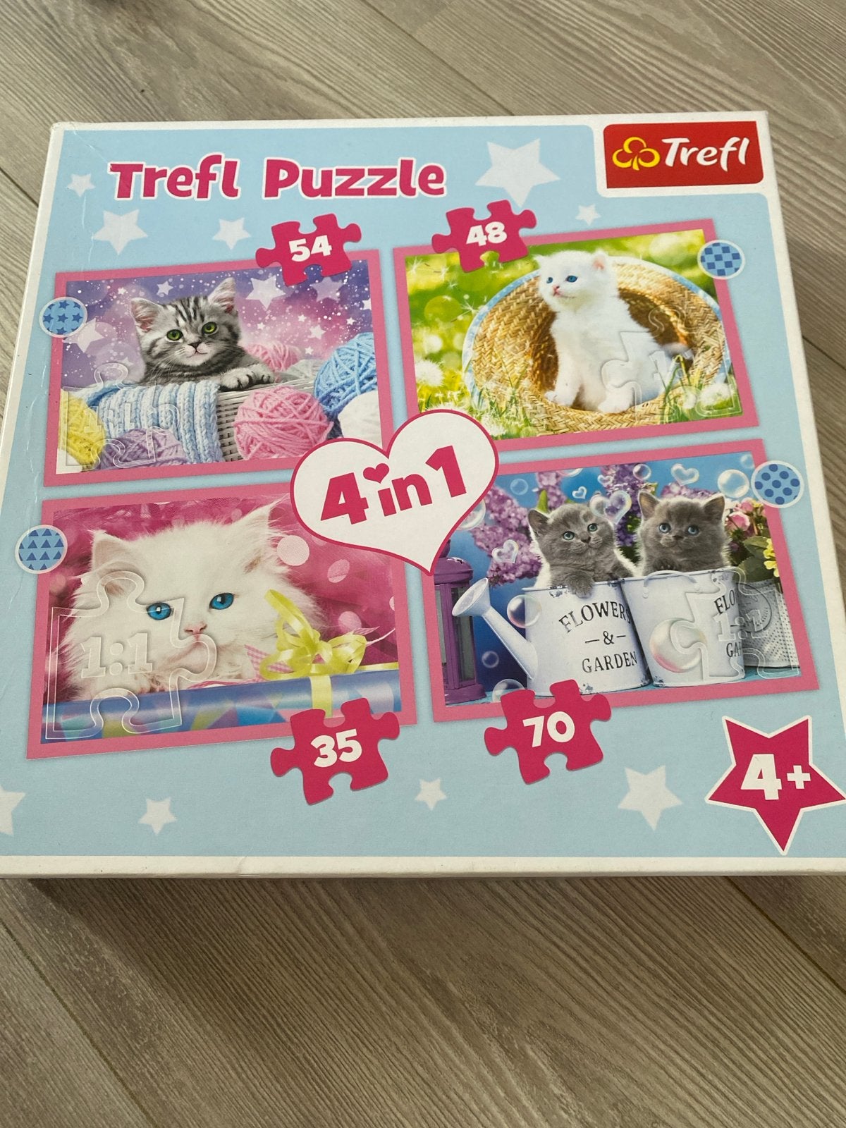 Trefl 4-in-1 Katten Puzzel voor Kinderen, Ophalen, Meer dan 50 stukjes, Zo goed als nieuw, 4 tot 6 jaar