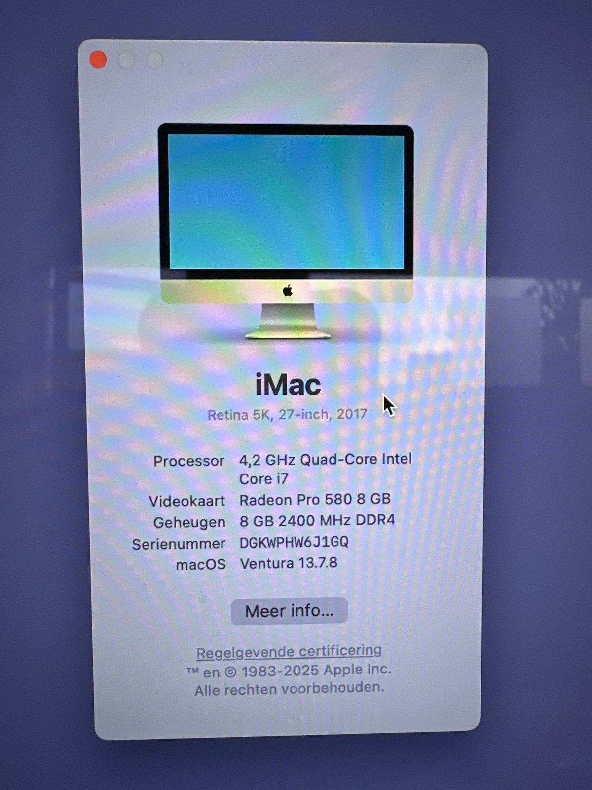 Apple iMac Retina 5K, 27-inch, 2017 - i7, 8GB RAM, Radeon Pr, Computers en Software, Apple Desktops, Gebruikt, 8 GB, IMac, Ophalen of Verzenden