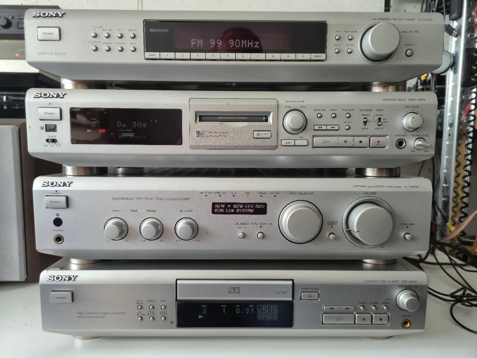 Sony TA-FE510R , CDP-XE510, MDS-JE510, ST-SE500 set, Ophalen, Losse componenten, Zo goed als nieuw, Sony