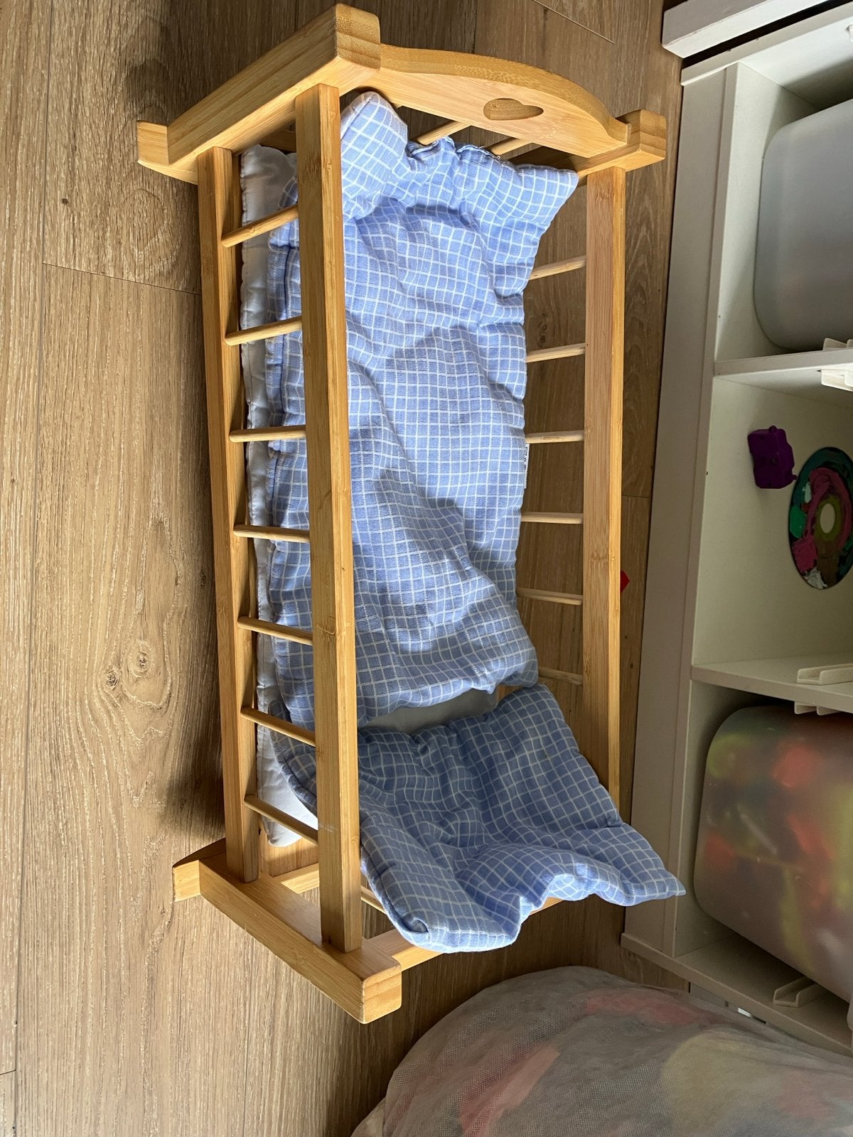 Houten poppenwiegje met Pinolino beddengoed, Ophalen, Gebruikt, Overige typen