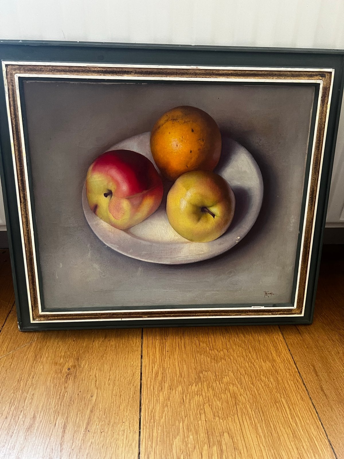 Stilleven met fruit op een schaal - Gesigneerd, Antiek en Kunst, Ophalen, Doek, Realistisch, Stilleven